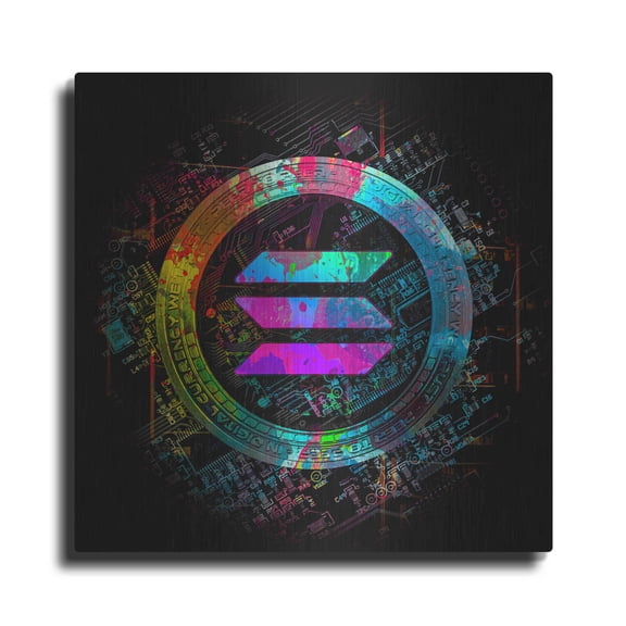 Luxe Metal Art 'Solana Crypto Giga Coin' by Luxe Portfolio, Metal Wall Art, 12"x12"