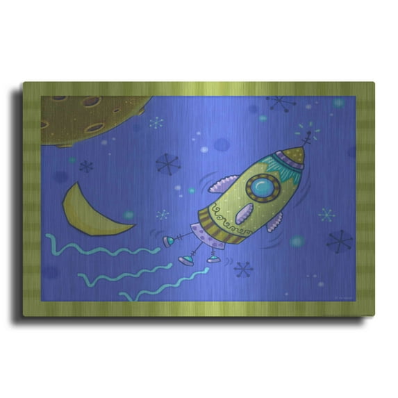 Luxe Metal Art 'Spaceship' by Viv Eisner, Metal Wall Art, 24"x16"