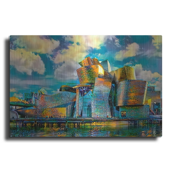 Luxe Metal Art 'Spain Guggenheim Museum Bilbao' by Pedro Gavidia Metal Wall Art, 36" x 24"