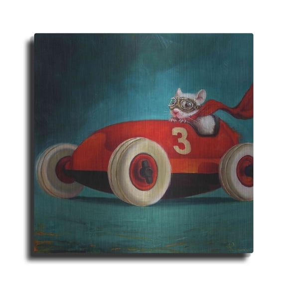 Luxe Metal Art 'Speed Racer' by Lucia Heffernan, Metal Wall Art, 12"x12"