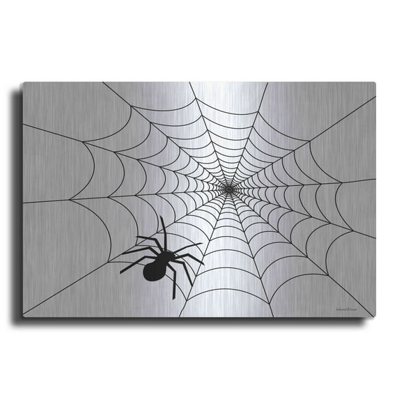 Luxe Metal Art 'Spider Web I' by Lettered & Lined, Metal Wall Art, 24"x16"