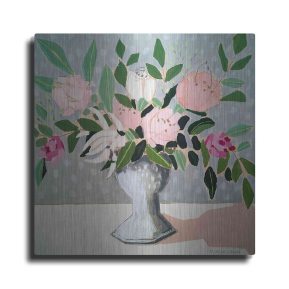 Luxe Metal Art 'Spring Florals 1' by Marisa Anon, Metal Wall Art, 36"x36"