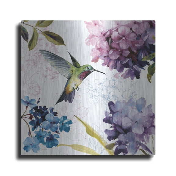 Luxe Metal Art 'Spring Nectar II' by Lisa Audit, Metal Wall Art, 12"x12"