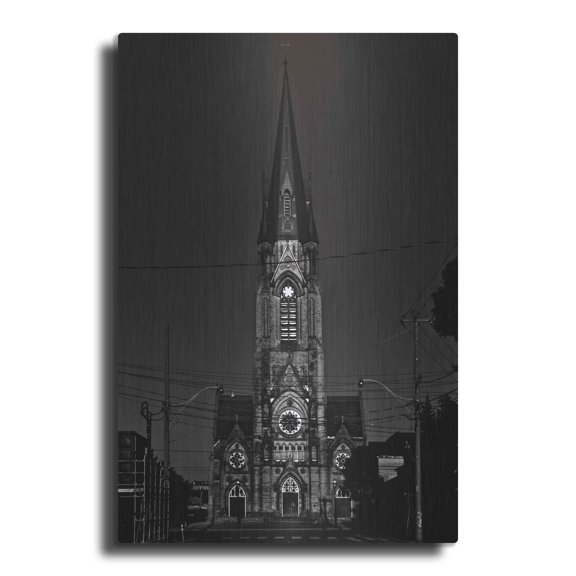 Luxe Metal Art 'St. Mary's Church No 1' by Brian Carson, Metal Wall Art, 24"x36"