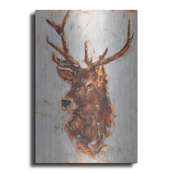 Luxe Metal Art 'Stag Study I' by Ethan Harper, Metal Wall Art, 12"x16"
