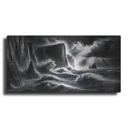 Luxe Metal Art 'Storm B&w' by Rey Klimt Metal Wall Art, 24" x 12"