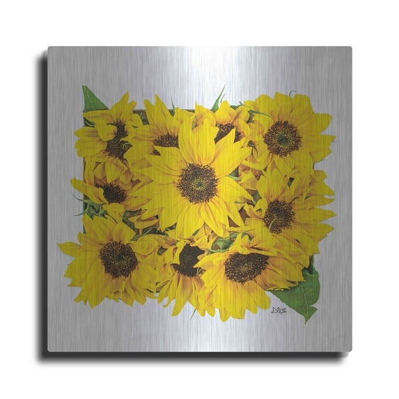 Luxe Metal Art 'Sunflower Bouquet' by Donnie Quillen, Metal Wall Art, 36"x36"