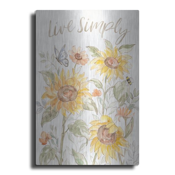 Luxe Metal Art 'Sunny Blooms 3' by Silvia Vassileva Metal Wall Art, 12" x 16"