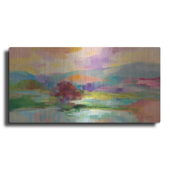 Luxe Metal Art 'Sunset Lake Hues' by Silvia Vassileva Metal Wall Art, 24" x 12"