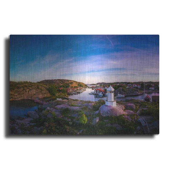 Luxe Metal Art 'Sunset Over Old Fishing Port' by Nicklas Gustafsson, Metal Wall Art, 16"x12"