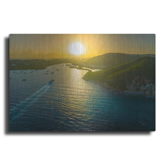 Luxe Metal Art 'Sunset over Vessup Bay St Thomas USVI' by Luxe Metal Portfolio, Metal Wall Art, 36"x24"