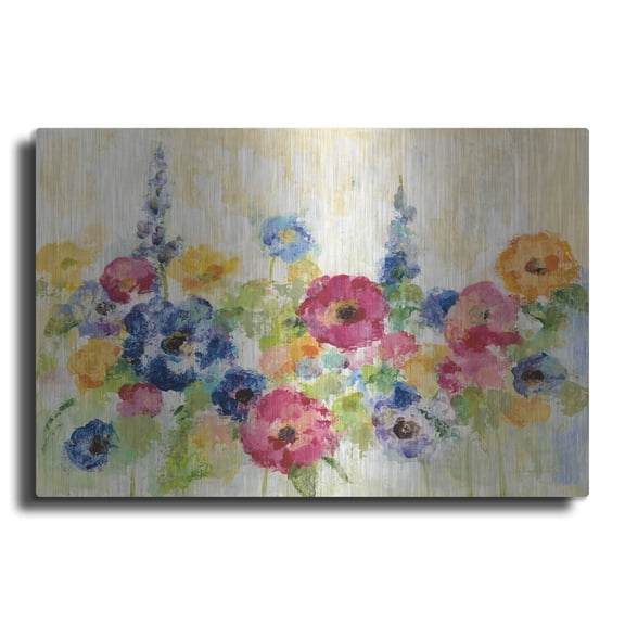 Luxe Metal Art 'Sunshine Field Flowers' by Silvia Vassileva, Metal Wall Art, 24" x 16"