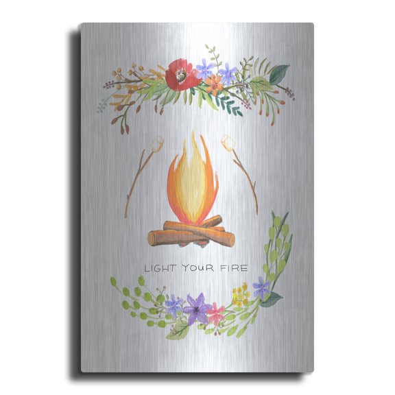 Luxe Metal Art 'Sweet Adventure Fire' by Art Licensing Studio Metal Wall Art, 24" x 36"