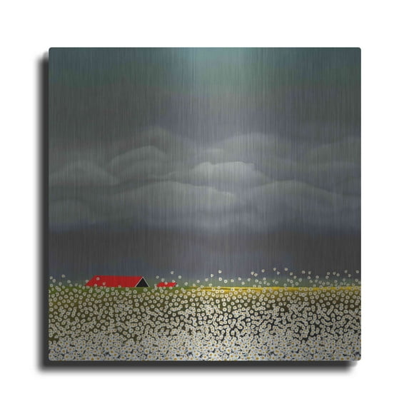 Luxe Metal Art 'THE RED ROOF' by DB Waterman, 36"x36"