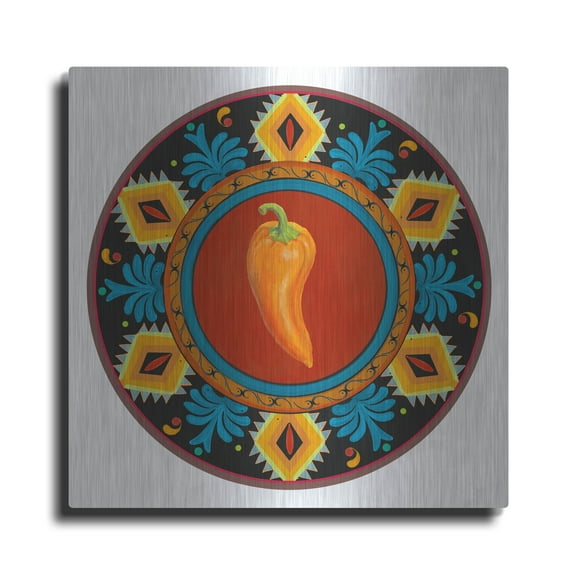 Luxe Metal Art 'Talavera Tex-mex 2' by Art Licensing Studio Metal Wall Art, 12" x 12"