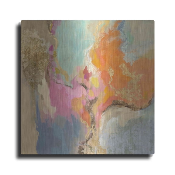 Luxe Metal Art 'Tangerine Gold Mid Mod' by Silvia Vassileva, Metal Wall Art, 12" x 12"