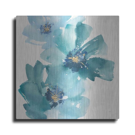 Luxe Metal Art 'Teal Cosmos IV' by Chris Paschke, 36"x36"
