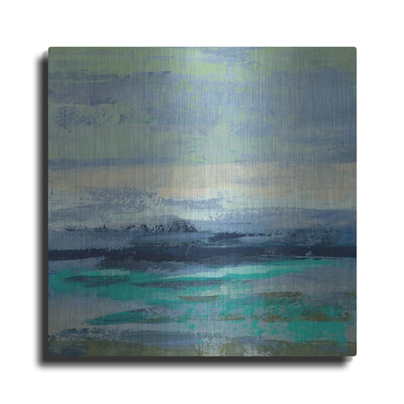 Luxe Metal Art 'Teal Wave II' by Silvia Vassileva, Metal Wall Art, 12" x 12"