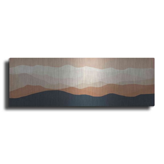 Luxe Metal Art 'Terra Cotta Sky Mountains' by Ryan Fowler, Metal Wall Art, 36"x12"