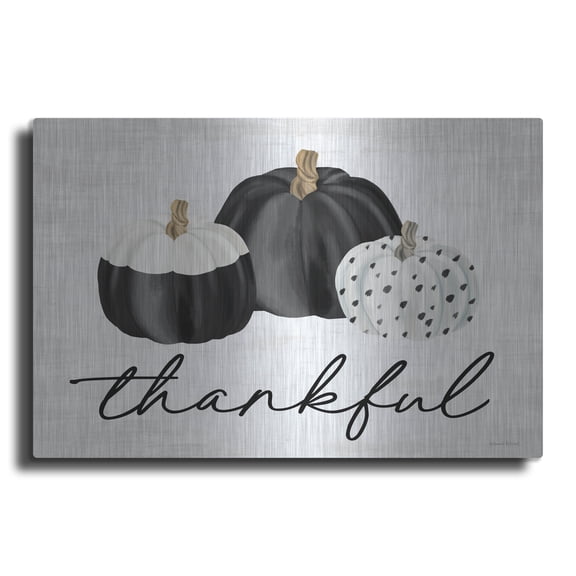 Luxe Metal Art 'Thankful' by Lettered & Lined Metal Wall Art, 24" x 16"