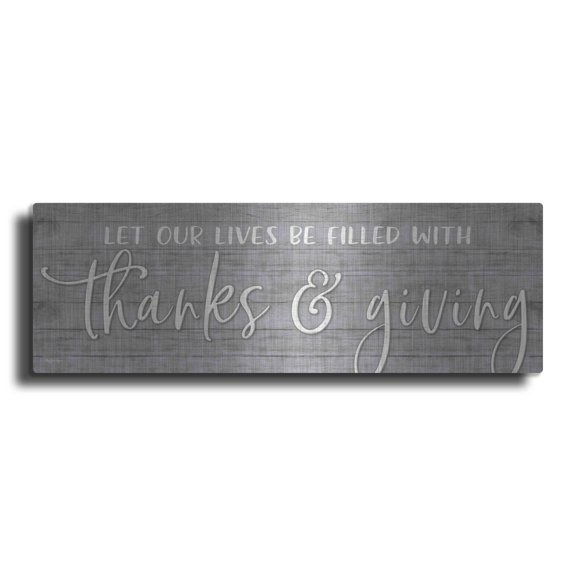 Luxe Metal Art 'Thanks & Giving' by Susie Boyer, Metal Wall Art, 48"x16"