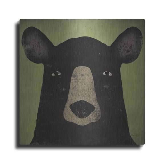 Luxe Metal Art 'The Black Bear' by Ryan Fowler, Metal Wall Art, 12"x12"