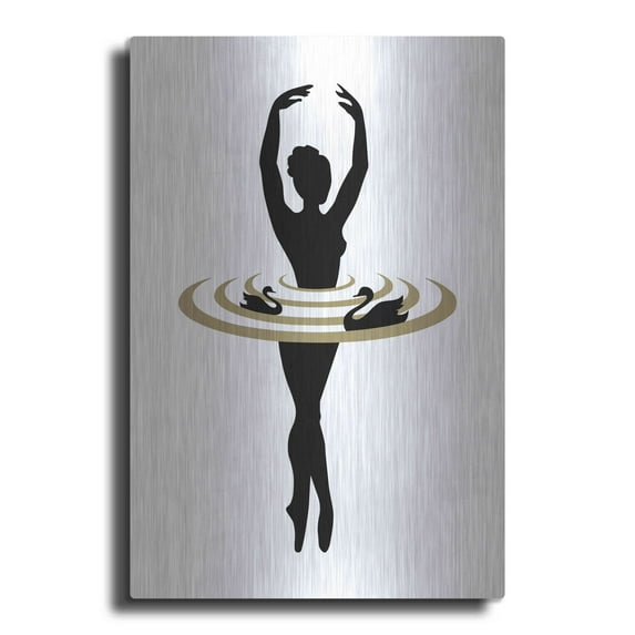 Luxe Metal Art 'The Black Swan' by Cesare Bellassai, Metal Wall Art, 12"x16"