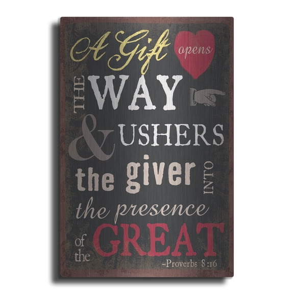Luxe Metal Art 'The Gift 2'  by Art Licensing Studio Metal Wall Art, 12" x 16"