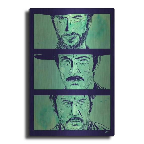 Luxe Metal Art 'The Good the Bad and the Ugly' by Giuseppe Cristiano, Metal Wall Art, 12"x16"