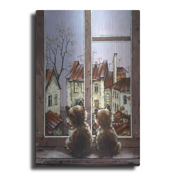 Luxe Metal Art 'The Neighborhood' by Alexander Gunin, Metal Wall Art, 12"x16"
