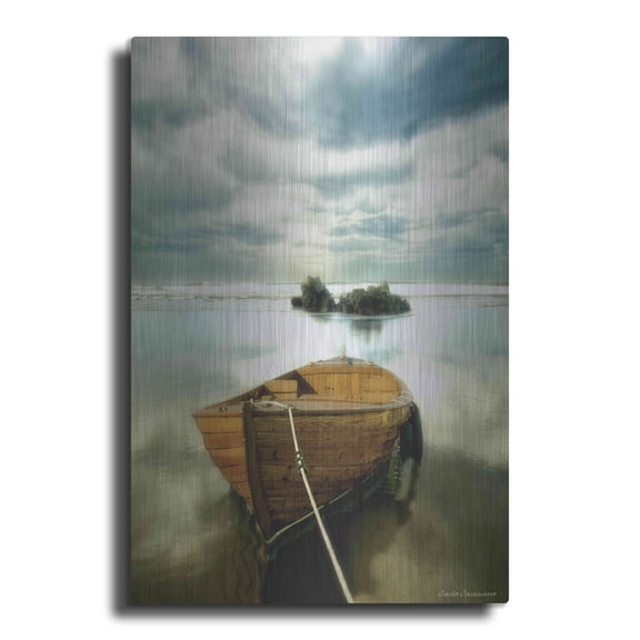 Luxe Metal Art 'The Old Boat' by Carlos Casamayor, Metal Wall Art, 12"x16"