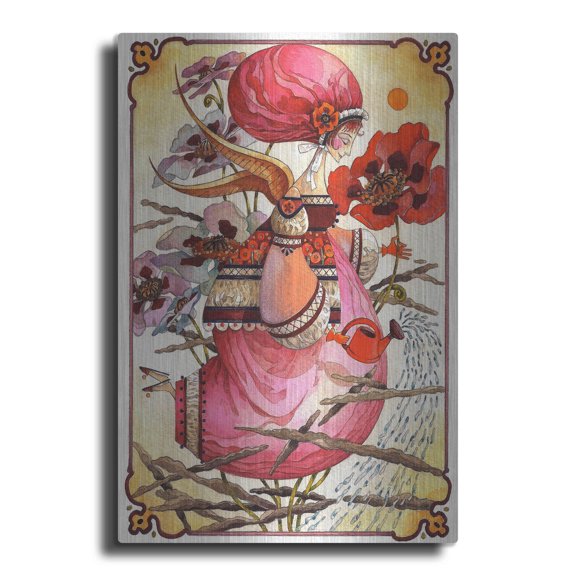 Luxe Metal Art 'The Rain Angel' by David Galchutt, Metal Wall Art, 16"x24"