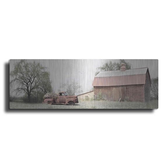 Luxe Metal Art 'The Rusty Flower Box' by Lori Deiter, Metal Wall Art, 36"x12"