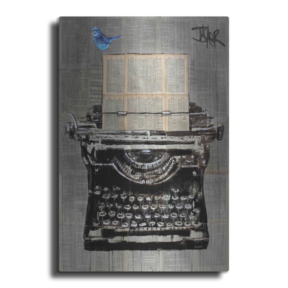 Luxe Metal Art 'The Writer' by Loui Jover, Metal Wall Art, 12"x16"