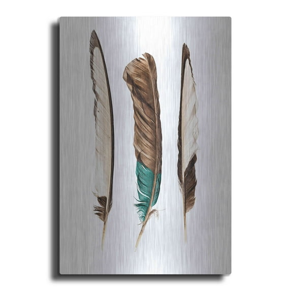 Luxe Metal Art 'Three Feathers' by Incado, Metal Wall Art, 24"x36"