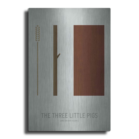 Luxe Metal Art 'Three Little Pigs' by Christian Jackson, Metal Wall Art, 16"x24"