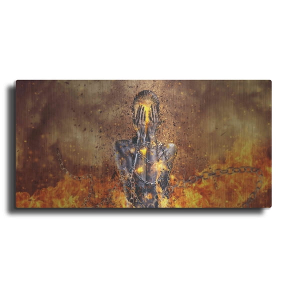 Luxe Metal Art 'Through Ashes Rise Landscape' by Mario Sanchez Nevado, Metal Wall Art, 24"x12"