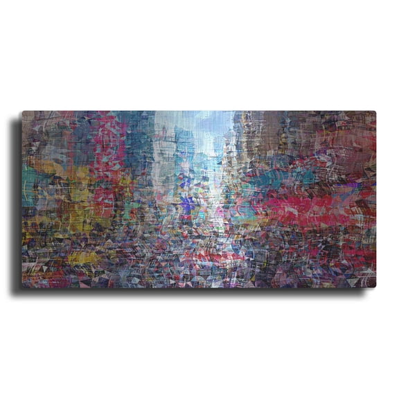 Luxe Metal Art 'Times Square B' by David Manlove, Metal Wall Art, 24"x12"