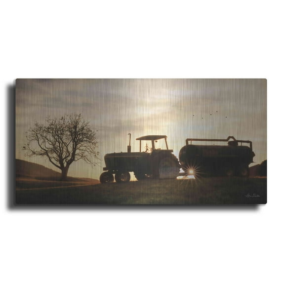 Luxe Metal Art 'Tractor for Sale' by Lori Deiter, Metal Wall Art, 24"x12"
