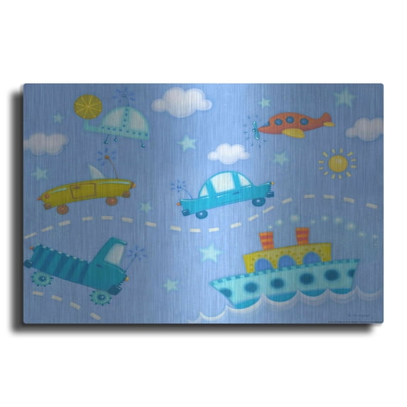 Luxe Metal Art 'Travel Time' by Viv Eisner, Metal Wall Art, 36"x24"