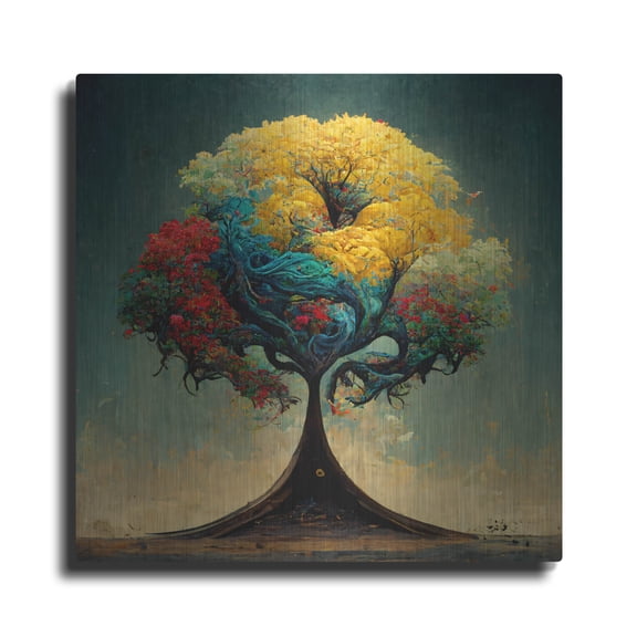 Luxe Metal Art 'Tree Of Life 16' by Ray Heere, Metal Wall Art, 12"x12"