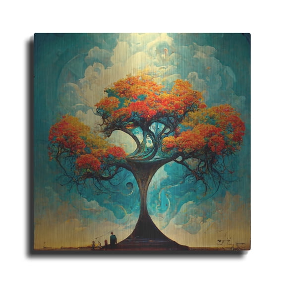 Luxe Metal Art 'Tree Of Life 17' by Ray Heere, Metal Wall Art, 12"x12"