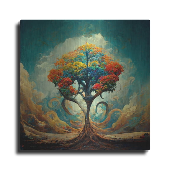 Luxe Metal Art 'Tree Of Life 30' by Ray Heere, Metal Wall Art, 12"x12"
