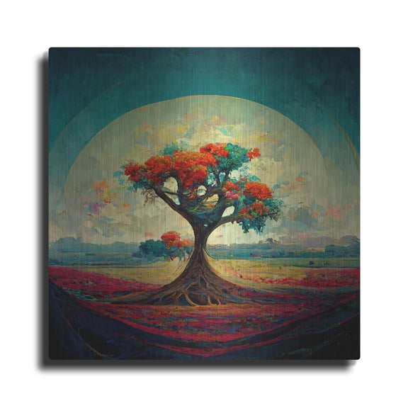 Luxe Metal Art 'Tree Of Life 6' by Ray Heere, Metal Wall Art, 12"x12"