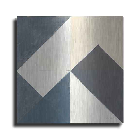 Luxe Metal Art 'Triangles 4 Teal C' by Mike Schick Metal Wall Art, 36" x 36"