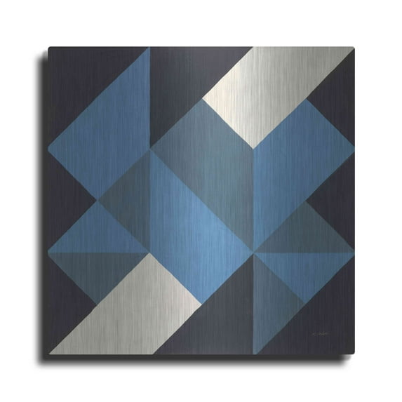 Luxe Metal Art 'Triangles I' by Mike Schick, Metal Wall Art, 12"x12"