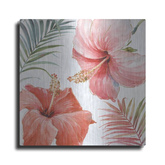 Luxe Metal Art 'Tropical Blush III' by Lisa Audit, Metal Wall Art, 12"x12"