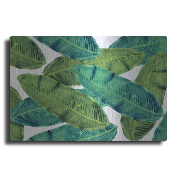 Luxe Metal Art 'Tropical Leaves 10' by Mark Ashkenazi Metal Wall Art, 36" x 24"