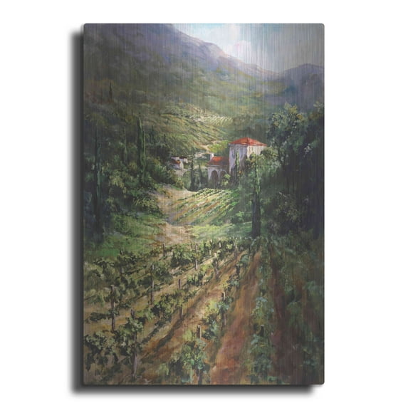 Luxe Metal Art 'Tuscany Vineyard' by Art Fronckowiak, Metal Wall Art, 16"x24"