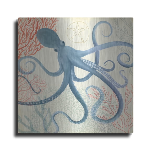 Luxe Metal Art 'Underwater Whimsy III' by Victoria Borges, Metal Wall Art, 12" x 12"